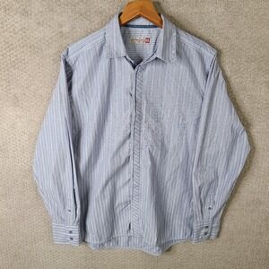 Sovereign Code Shirt Mens XL Blue Striped Button Up‎ Cotton Blend Casual Preppy